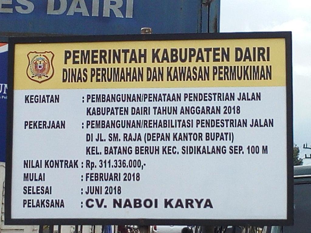 Proyek Rehabilitasi Trotoar Jalan SM Raja Sidikalang Di Mark Up ?